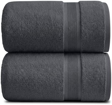 Luxury Bamboo Rayon Oversized Bath Towel Set | 2-Pack | Ultra Soft | Grey