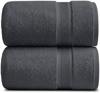 Luxury Bamboo Rayon Oversized Bath Towel Set | 2-Pack | Ultra Soft | Grey