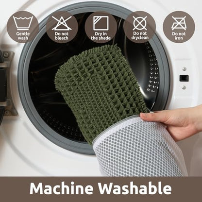 AMOAMI Waffle Bathroom Runner Rugs, Long Bath Mat Non Slip 24x48 Dark Green