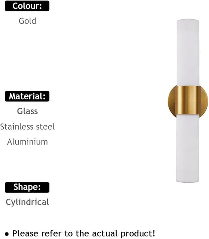 18 Inch Modern Gold Vanity Wall Sconce with Frosted Glass Shades | Mirror for Bathroom Bedroom Living Room Hallway Decor