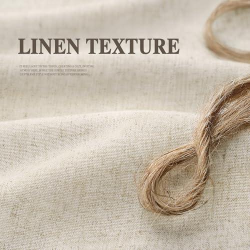 Farmhouse Shower Curtain Ruffle Linen Natural-Flax Tan 72"W x 72"L