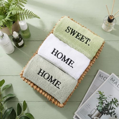 FuWeave 3 Pcs Sage Green Decorative Hand Towels Bathroom, Home Sweet Home