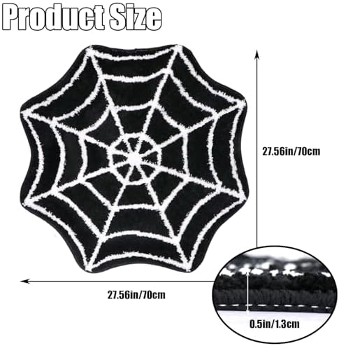 Meetory Spider- Web Bath Mat, 31×20" Halloween Bath Mat Non-Slip Rugs Spiderweb Rug Machine Washable Goth Area Rugs Gothic Rug for Front Door, Bedroom, Living Home (Black+White)