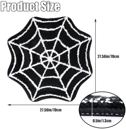 Meetory Spider- Web Bath Mat, 31×20" Halloween Bath Mat Non-Slip Rugs Spiderweb Rug Machine Washable Goth Area Rugs Gothic Rug for Front Door, Bedroom, Living Home (Black+White)