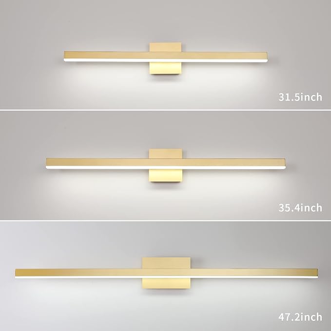 Joossnwell Gold Vanity Lights Bar 47.2 inch Modern LED Bathroom Light Fixtures Wall Lighting Over Mirror 30W Cold Light 6000K