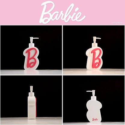 Barbie Pink B Monogram Soap/Lotion/Hand Sanitizer Resin Pump Dispenser, 11.69 Ounces, (Officially Licensed Product) by Franco