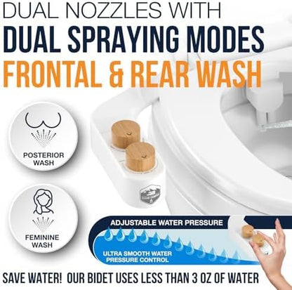 RV Bidet – Only Fits Thetford V, Thetford VI & SeaFlo Plastic Toilets – Not for Porcelain RV Toilets– Easy Install, Front & Rear Spray, Saves 80% TP – Best RV Bathroom Upgrade