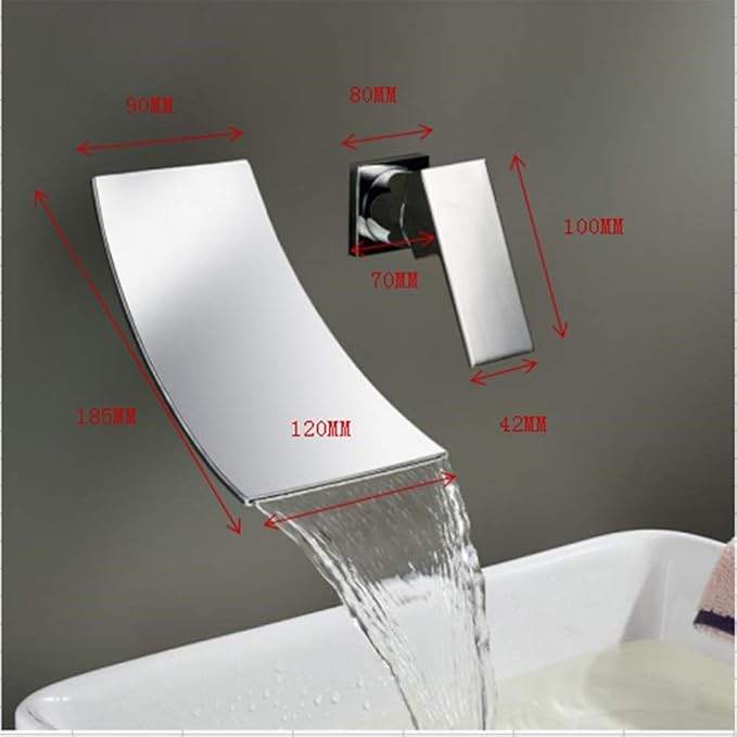 Faucet Metal Pure Copper Brushed Concealed Hot and Cold Water Basin Built-in Wall Waterfall Faucet Easy to Install Personality Fashion (Color : Gold) Faucet