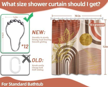 Burnt Orange Shower Curtain, 72x72 in, Mid Century Modern MCM