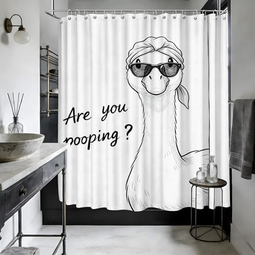 Extra Long 108x72 Inchs Shower Curtain Extra Tall Funny Ducky XL Fun are You Pooping Shower Curtains for Large Bathroom Decor Sets, Waterproof Cloth Fabric with Hooks