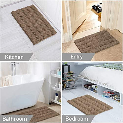 Turquoize Bathroom Rug Set, 2 Piece Soft Absorbent Chenille Bath Rug Set
