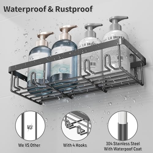 Liuoud 5 Pack Shower Caddy for Inside shower, Dark Grey Bathroom Storage