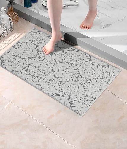 COTTON CRAFT Bath Tub Mat - 1 Pack Sculpted Jacquard Bathroom Mat - Black