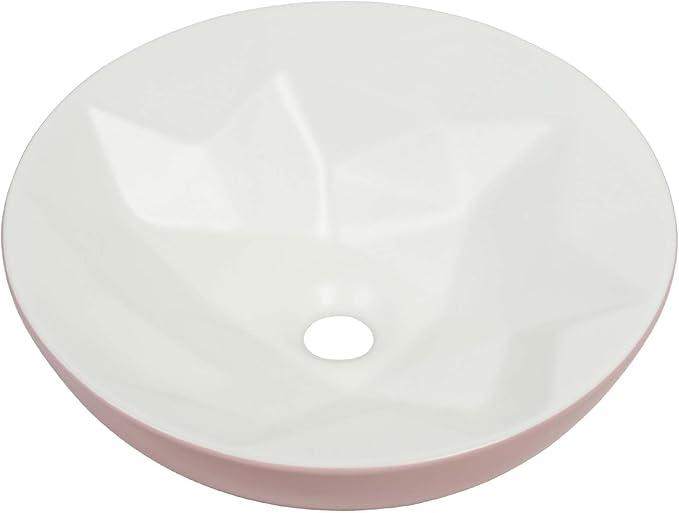 Fine Fixtures Bathroom Sink - 16 Inch Round Ceramic Vessel Sink, Modern Textured Interior Bowl Design, Perfect Sink for Bathroom Vanity, Vintage Rose Wash Basin