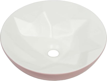 Fine Fixtures Bathroom Sink - 16 Inch Round Ceramic Vessel Sink, Modern Textured Interior Bowl Design, Perfect Sink for Bathroom Vanity, Vintage Rose Wash Basin