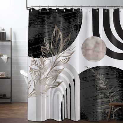 Black and White Shower Curtain, 72x72 in, Mid Century Modern