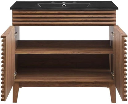 Modway Render 36" Bathroom Vanity in Walnut Black