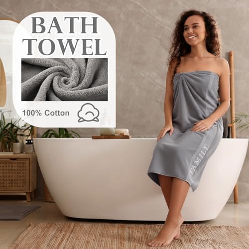 Hahafelt Decorative Bathroom Towel Set, Grey, Home Love Family