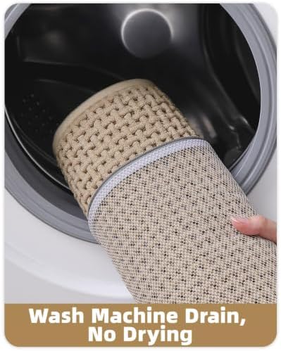 Color&Geometry Chenille Pile Small Bathroom Rugs Upgraded Denser, 16"x24" Non Slip Absorbent Khaki Bath Mats for Bathroom Thin Fit Under Door, Washable Quick Dry