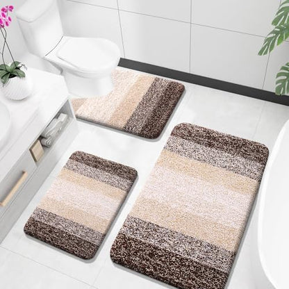 OLANLY Microfiber Bathroom Rugs Sets 3 Piece, 36"x24"+24"x16"+24"x20"