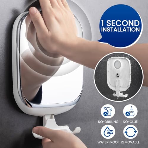 TAILI Shower Mirror Fogless for Shaving,Fogless Mirror Suction Wall Mounted