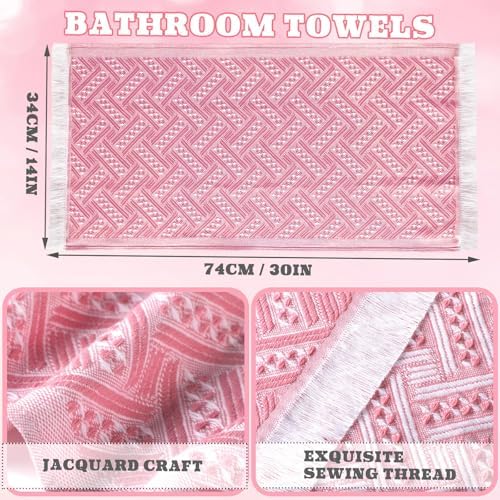 HunnmingRe 4 Pack Boho Hand Towel for Kitchen, Pink,White
