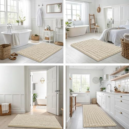 Smiry Bathroom Rugs 34X21, Extra Soft Rubber Backing Chenille Bath Mats