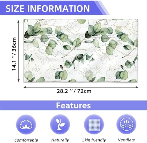 Eucalyptus Leaves Bathroom Hand Towels, Golden Green Lines Bath Hand Towel for Decorative Fingertip Towels Set of 2 for Farmhouse Gym Kitchen Hotel Yoga Gifts