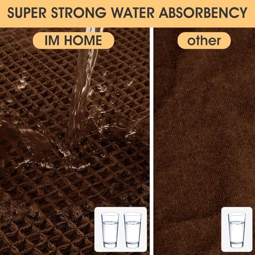 IM HOME Waffle Bath Mat Brown 32"x20", Boho Woven Modern Bath Mat Rugs, Absorbent Non Slip Bathroom Rugs, Soft Washable Bath Rugs with Tassels for Bathroom, Bedroom, Kitchen, Shower, Tub