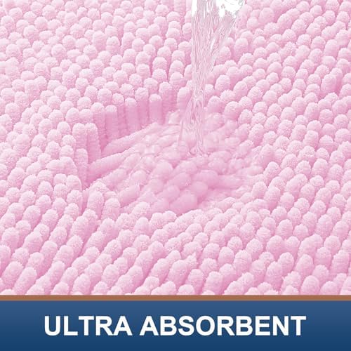 Smiry Bathroom Rugs 47X24, Luxury Chenille Extra Soft Absorbent Bath Mat
