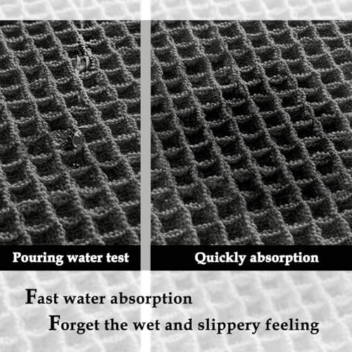 ZALL Dark Grey Waffle Bath Mat,Super Absorbent Non Slip Bathroom Rug, Gray 17x24inch, Machine Washable Ultra Soft Floor Mats
