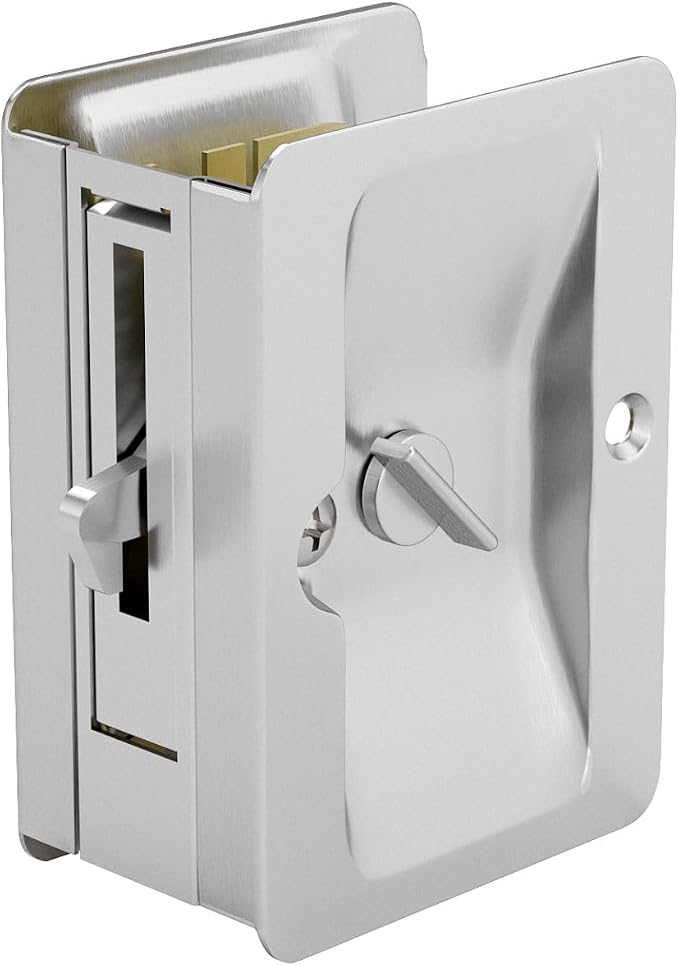 Richelieu Onward Privacy Pocket Door Pull, Rectangular, Brushed Chrome