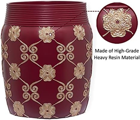 Zahari Home 2pc Elegant Rose Luxury Bathroom Accessories Set Modern Shower Basket & Tissue Box Classic Luxury Contemporary Decor Beautiful Unique Design Stylish Bathroom Accessories Set