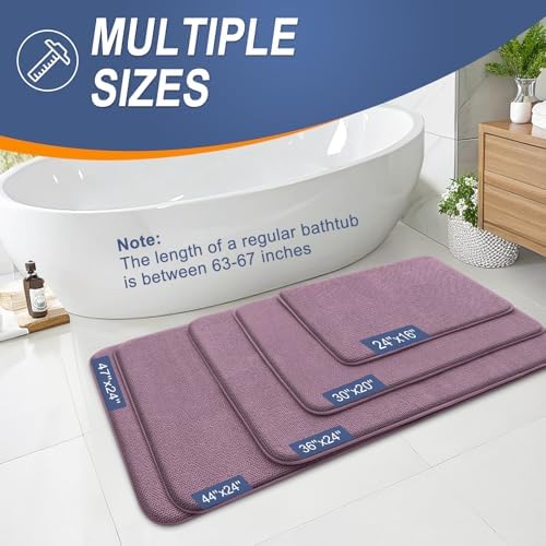 OLANLY Memory Foam Bathroom Runner Rug 44x24, Absorbent Long Mat, Deep Plum