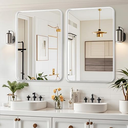 White Bathroom Vanity Mirror Over Sink 24x36, Large Wall Rectangle Mirror