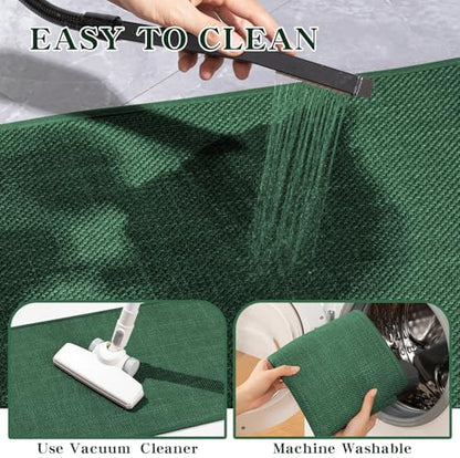 chakme Bathroom Rugs Mat U-Shaped 24x17, Ultra ThinNon Slip Bath Mat Small Quick Dry Absorbent Bath Matfor Bathroom Floor, (Dark Green, U-24"x17")