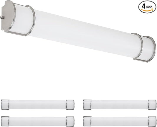 ASD LED 36" Vanity Flush Mount Light Fixture, Linear Bathroom Lighting Bar | 3CCT, Dimmable, Energy Star, ETL Listed | 30W 2650LM 3000-5000K 120V | Long Bath Wall Sconce Over Mirror | Nickel, 4 Pack