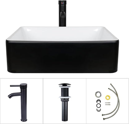 30" Barn Door Bathroom Vanity, Farmhouse Style Standing Pedestal Cabinet with Black and White Ceramic Vessel Sink