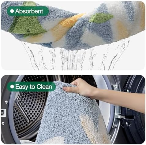 LUMI Square Bathroom Rug 26x26, Soft Absorbent Bath Mat, Non Slip