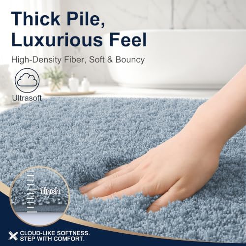 OLANLY Microfiber Bathroom Runner Rugs 47x17, Soft Bath Mat, Airy Blue