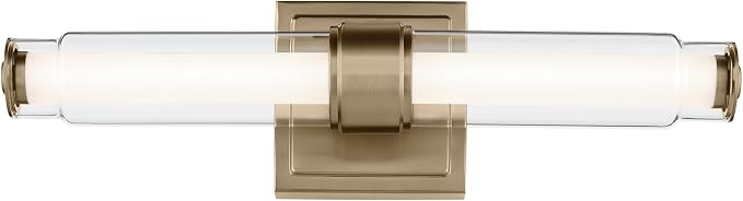 Kichler Laurene LED Bath Bar Light, Champagne Bronze | Linear vanity light with clear glass for bathroom mirrors (18.5" x 5"), 55237CPZLED