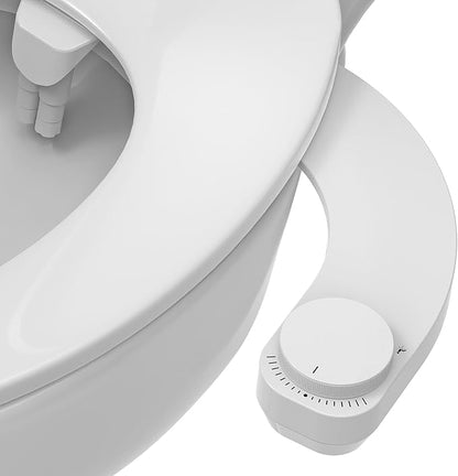 Left Handed Bidet - Ultra-Slimt Non-Electric Dual Nozzle (Frontal & Rear Wash) Adjustable Water Pressure, Water Bidet Toilet Seat Attachment,Easy to Install (White)