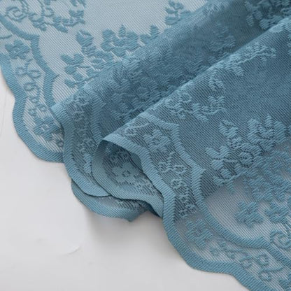 Dusty Blue Lace Shower Curtain with Valance 36x72 for Narrow Stall