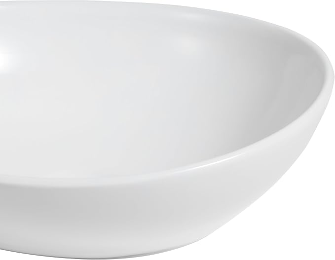 JONATHAN Y Cascade 16" x 13.5" Oval Ceramic Vessel Bathroom Sink, White | Above Counter Installation, Glossy Finish, Modern Minimalist Style, 5.75" Height, 1.75" Drain Hole