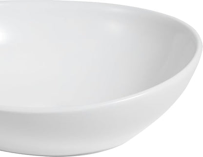 JONATHAN Y Cascade 16" x 13.5" Oval Ceramic Vessel Bathroom Sink, White | Above Counter Installation, Glossy Finish, Modern Minimalist Style, 5.75" Height, 1.75" Drain Hole