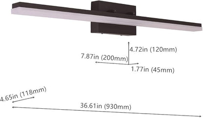 mirrea 36in Modern LED Vanity Light for Bathroom Lighting Dimmable 36w Black Painted (Cold White 5000K)