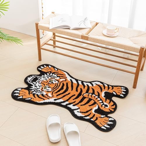 Cute Tibetan Tiger Bath Mat Non-Slip Absorbent Shower Rug 24x39in