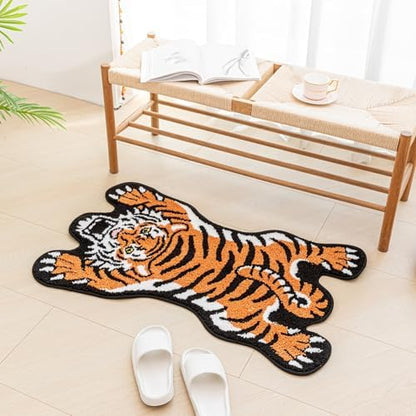 Cute Tibetan Tiger Bath Mat Non-Slip Absorbent Shower Rug 24x39in