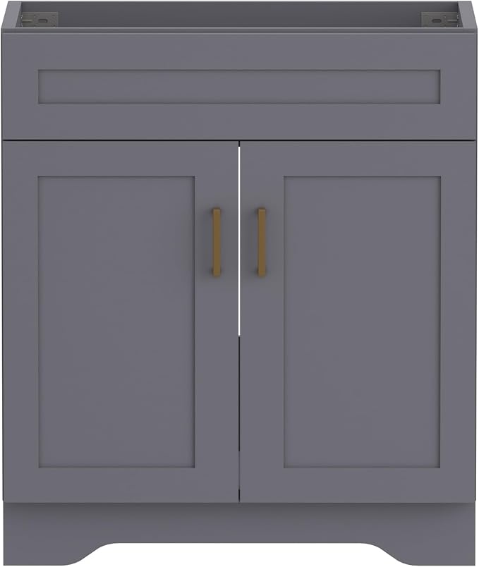 30 Inch Bathroom Vanity, Wooden Double Door Bathroom Sink Storage Cabinet, Freestanding Modern Bathroom Vanity Without Sink (Grey No Sink, 30")