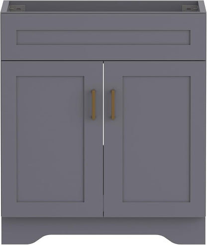 30 Inch Bathroom Vanity, Wooden Double Door Bathroom Sink Storage Cabinet, Freestanding Modern Bathroom Vanity Without Sink (Grey No Sink, 30")